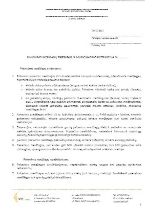 Pakavimo medžiagų priėmimo ir sandėliavimo instrukcija