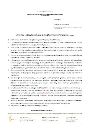Cheminių medžiagų priėmimo ir sandėliavimo instrukcija