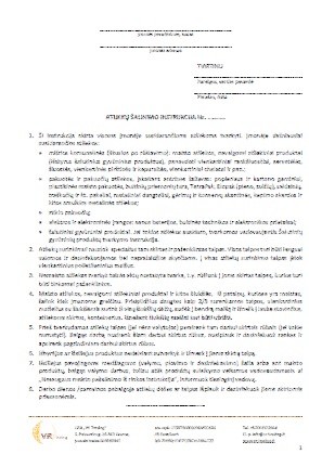 Atliekų šalinimo instrukcija