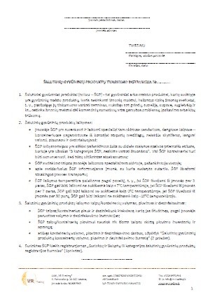 Šalutinių gyvūninių produktų tvarkymo instrukcija