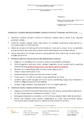 Geriamojo vandens mėginių ėmimo instrukcija