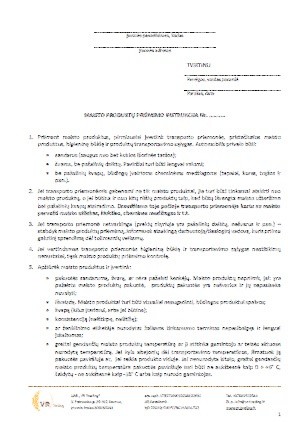 Maisto produktų priėmimo instrukcija